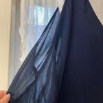 Lulus  Navy Blue Dress with open shoulder sheer sleeves S Photo 2