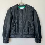 Rebecca Minkoff NWT  Black/Green Faux Leather Quilted Racer Jacket Size XS Photo 0