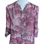 Covington NWT Womens  Essentials Printed Utility Button Down Palm Print Top - Sz Photo 0