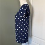 Reformation  Polka Dot Short Sleeve Top Navy White Viscose Size M – Lightweight Photo 2