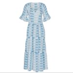 WARM Latitude Blue & White Short Sleeves Tie at Waist Flowy Maxi Dress Size M Size M Photo 3