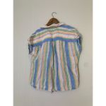 Talbots Orange Blue Stripe Short Sleeve Linen Top Womens M Tie Bottom Beachy Photo 3