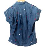 Como vintage  Embroidered Red White Blue Star Denim Button Down Shirt Size‎ Small Photo 1