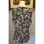 Liz Claiborne Top XL Brown Floral Baby Doll Shear Gathered at Chest Boho Cottage Photo 5