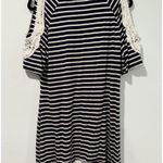 Soft Surroundings Top Women Medium Cold Shoulder Stretch Striped Travel Vacation Photo 1