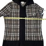 Christopher & Banks Plaid Cardigan Sweater Knit Zip Up Shawl Collar M Photo 4