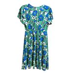 CAbi  Celebrate Dress Green Blue Floral & Black White Polka Dot Reversible Dress Photo 3