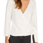 Sanctuary Women's White V-Neck Wrap Cotton Blouse Long Sleeve Casual Top Size S Photo 0