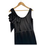 Vera Wang Lavender Label  Beaded Cocktail Ruffle Sleeveless Satin Dress Black 6 Photo 2