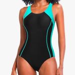 Women Athletic One Piece Swimsuits Sporty Racerback Bathing Suit New Black Size M Photo 0