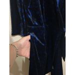 FRNCH  Paris Wrap Dress Size Small Velvet Long Sleeve Black Blue Preppy Winter Photo 8