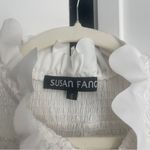 Susan Fang White Ruffled Top Smocked Short Sleeve White Blouse Photo 3