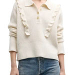 Derek Lam  10 Crosby Noelia Ruffle Wool Blend Sweater Ivory Size‎ M Photo 0