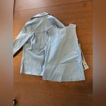 Women's Jacket & Pants 3 Pieces Set Light Blue With Floral Embroidered Sz Small Photo 2