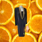 Vintage Dana Kay Black Long Dress with High Slits Tiger Print Neckline Size‎ 8 Photo 2