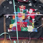 Tiara International VINTAGE Christmas Sweater Size Small Whipstitch Embroidered Photo 12