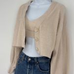 House Of CB London Crop Cardigan Bandeau Set Cream S Fluffy Feminine Romantic Photo 3