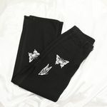 None Black High Rise Jeans with Butterfly Embroidery Photo 1