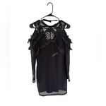 Self Portrait Black Purl Knit Lace Cut Out Dress Size 8 Photo 4
