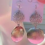 Jessica Simpson  Earrings silver tone round flower drops hooks Photo 0