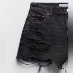 ZARA New Black High Waisted Bohemian Distressed Ripped Shorts 100% Cotton Size 8 Photo 6