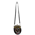 Betsey Johnson Floral Sugar Skull Crown gem black round Crossbody Bag Photo 1