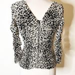 Tadashi Shoji  ruched leopard print rhinestone top sz XS Photo 1