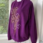 AC/DC Purple Gold Leopard Graphic Oversized Sweatshirt Unisex Size Large Photo 6