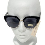 BCBGeneration  Chunky Retro Cat Eye Sunglasses Gray Lenses‎ Black Frame Gold Rim Photo 0