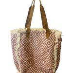 Anthropologie RAJ Mauve Tote Bag Boho Hippie Leather Fringe Pink Photo 1