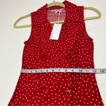 Reformation Leith Mini Dress 0 Sleeveless Polka Dot Red White Collar Button NEW Photo 6