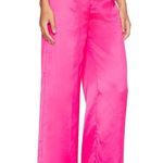 Lovers + Friends Barbie Pink Satin Wide Leg Pant XS Trouser High Rise $198 NEW Photo 1