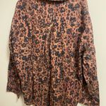 Free People  Womens Early Morning Button Up Shirt S Heart Leopard Brown & Black Photo 5