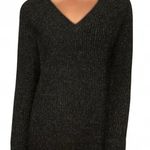 Natural Reflections Ribbed V-Neck Raglan Long-Sleeve Sweater, marled black sz XL Photo 0