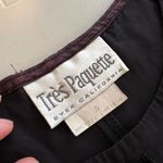 Byer California 90s Tres Paquette Byer CA USA Made Black Silky Beaded Collar Short Sleeve Blouse Photo 4