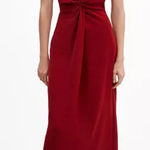 Mango MNG  Knot Front Sleeveless Midi Dress Maroon Size 6 Photo 0