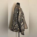Chico's - Metallic Gold & Black Satin Quilted Open Blazer Jacket Size 3 Photo 3