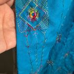 Blue and Gold Embellished Kurti with Flutter Sleeves Size M Photo 2
