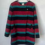 Anthropologie Tulle Coat Women Size Medium Large stripped Wool Blend Photo 0