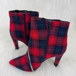 Qupid Women's  Wink Plaid Zipper Accent Ankle Booties Size 9 Red Photo 1