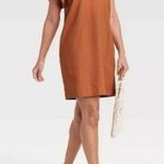 A New Day Women’s rust orange short ruffle sleeve linen blend dress size large Photo 0