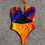B Fyne Quinn One Piece Swimsuit – Sunset Print, Size Medium Orange Photo 0