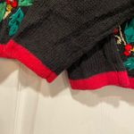 VTG 80s Bobbie Brooks Size S Vintage Holiday Sweater Black Embroidered Peace Photo 2