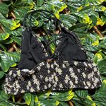 Victoria's Secret Smocked Bralette Black Daisy/ Polka Dot Pattern Size Small Photo 2