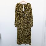 Topshop Womens Dress Size 12 Black Yellow Floral Midi Boho Romantic Cottage 90s Photo 8