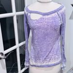 Chaser Purple Distressed Burnout Open Cut Out Long Sleeve Top Photo 1