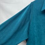 Tan Jay Vintage Faux Suede Women's Shacket Shirt Size 14 Teal Blue Photo 3