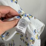 Talbots  White Floral Ruffle Detail Button Down Lightweight Blouse Large L Cotton Photo 3