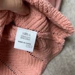 Womens Pink Knit Cardigan Ruffle Shear Sleeve Button Front Sweater Top LG NWOT Photo 3