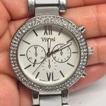 Vivani Two Tone Crystal Bezel Women’s Fashion Watch New Battery Silver Photo 5